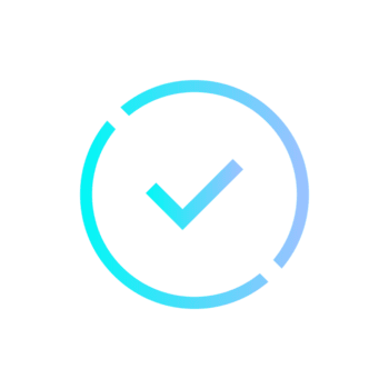 A circular progress indicator with a checkmark inside, representing completion or success.