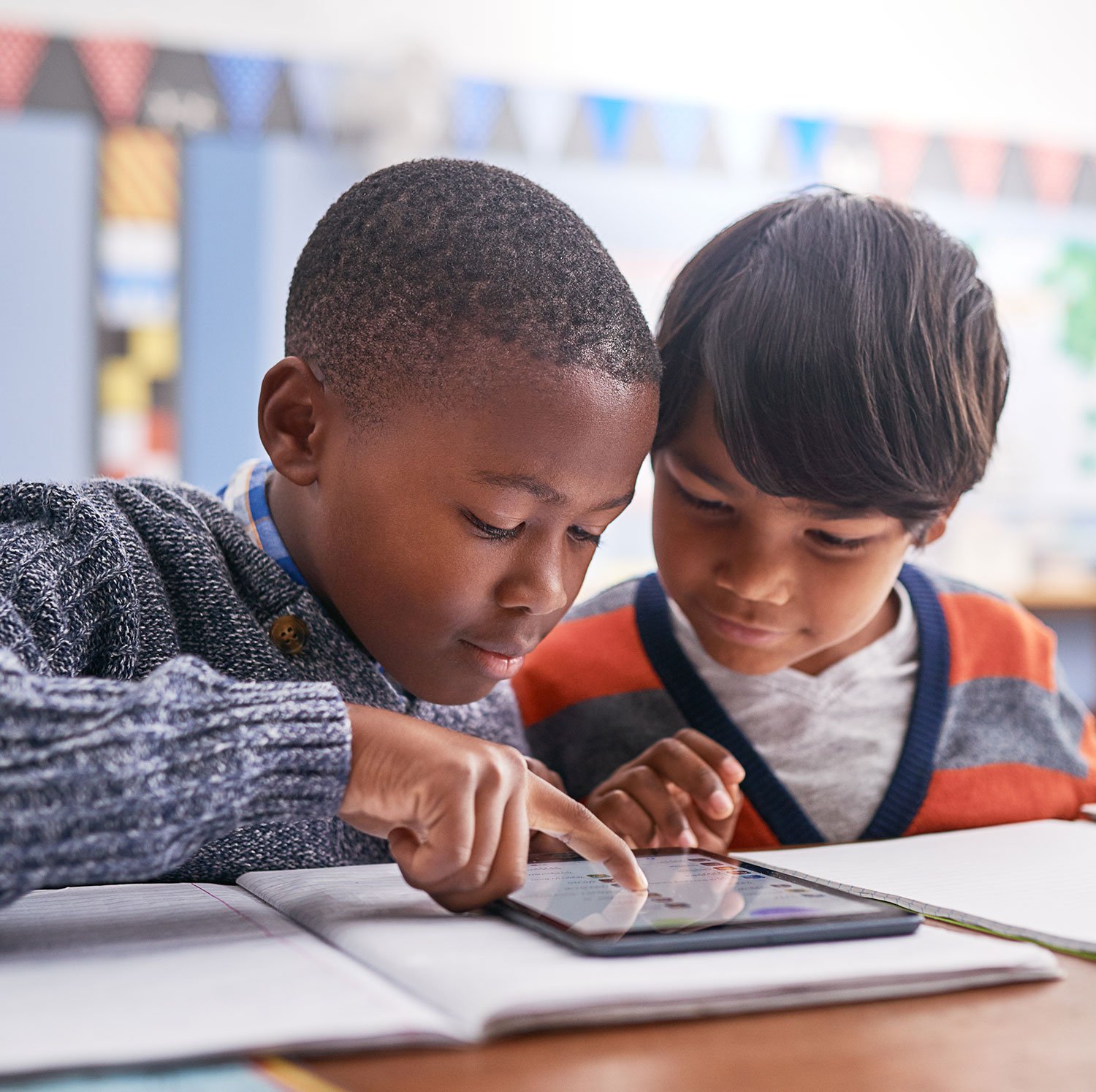 Two Boys working together