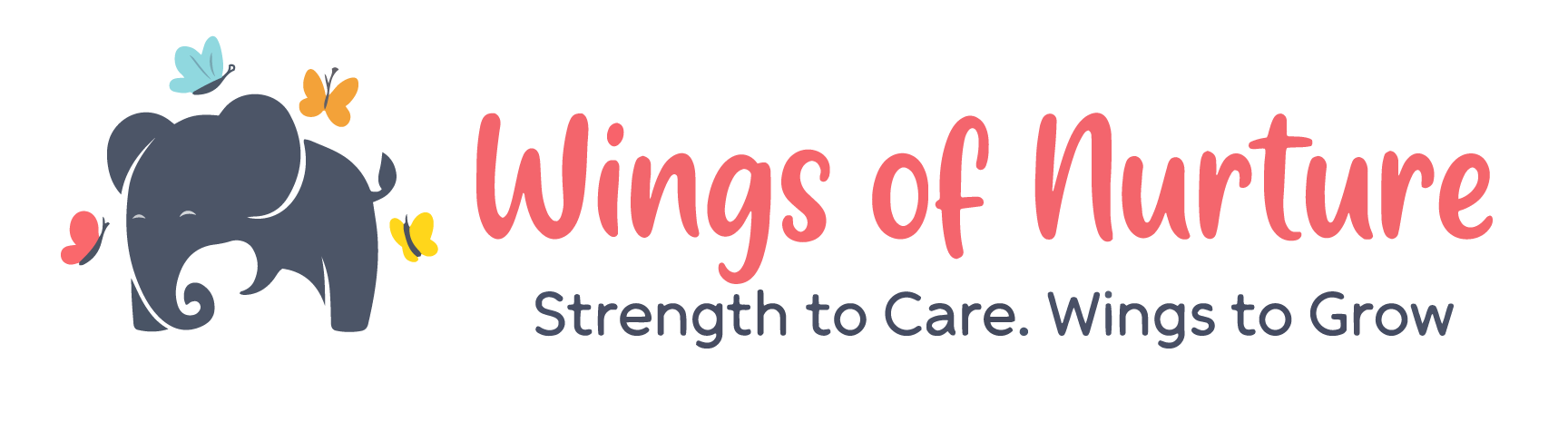 Wings of Nurture Logo with elephant and butterflies