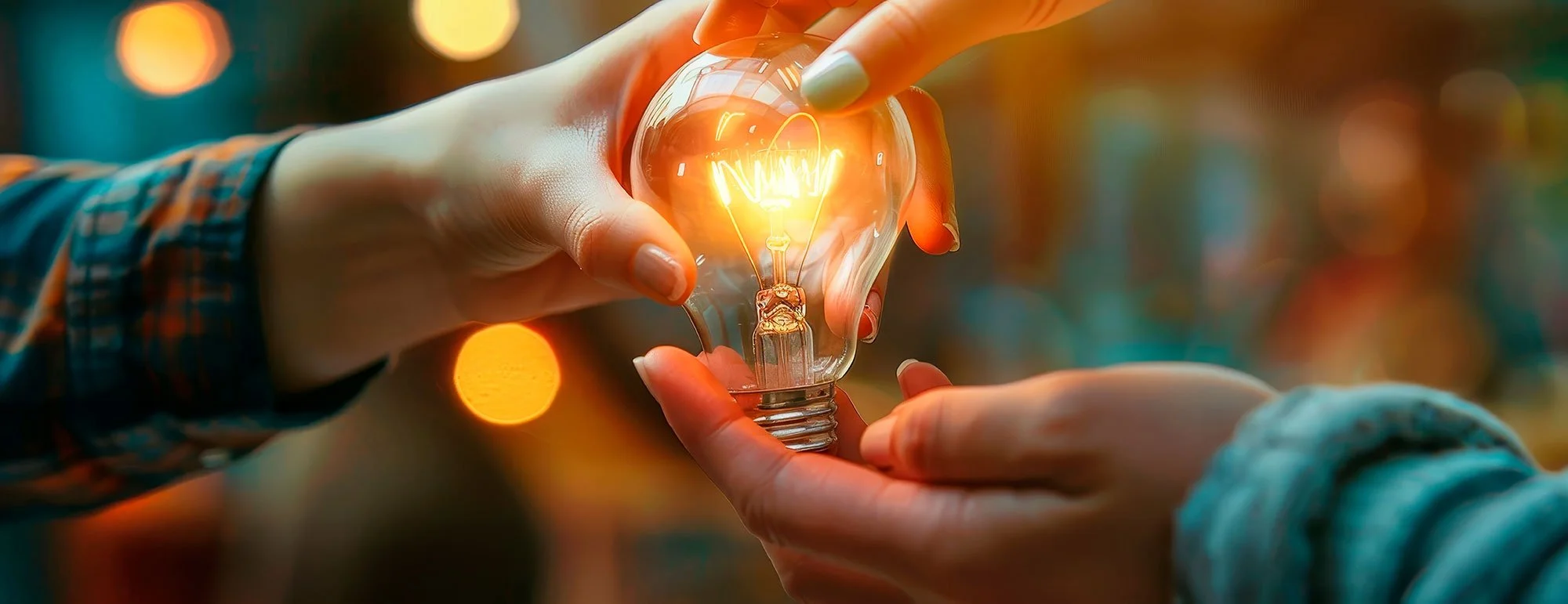 Passing a light bulb symbolize a spark of understanding