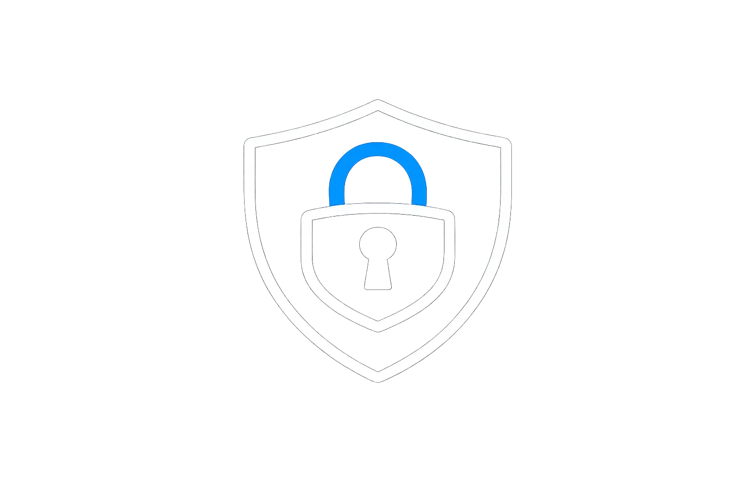 A digital graphic of a shield with a lock symbol inside, representing security or privacy, on a gray background.