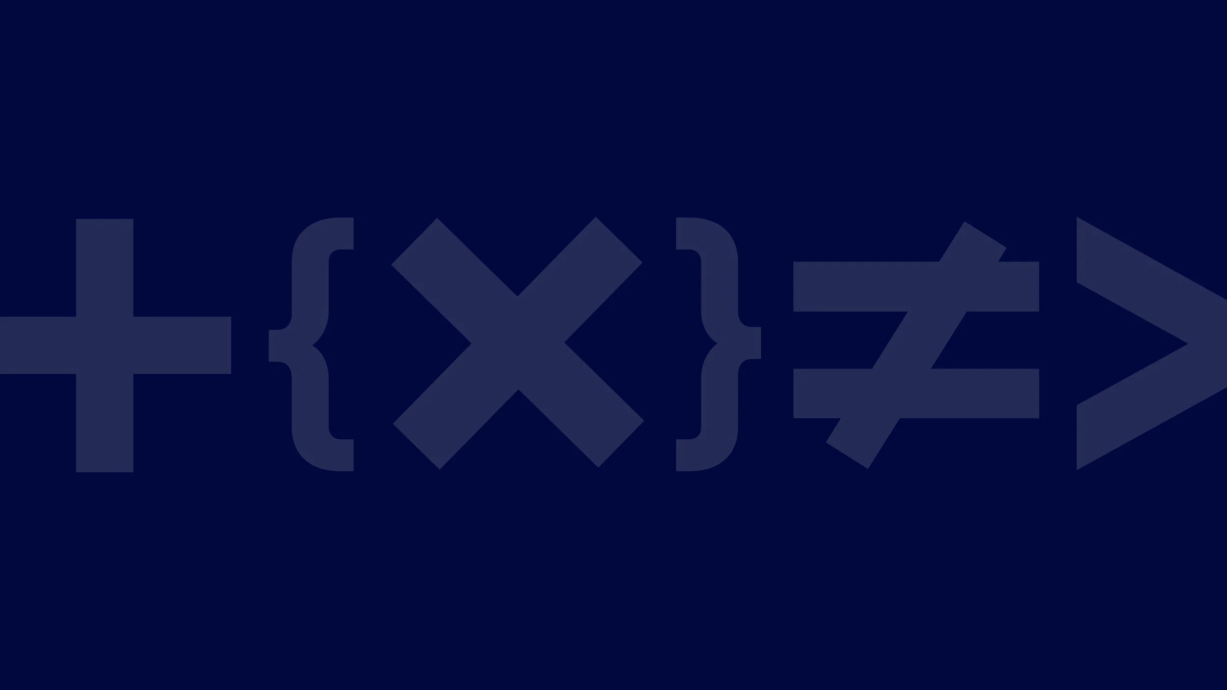 Background with dark blue color and a faint programming code snippet with symbols, brackets, and arrows.