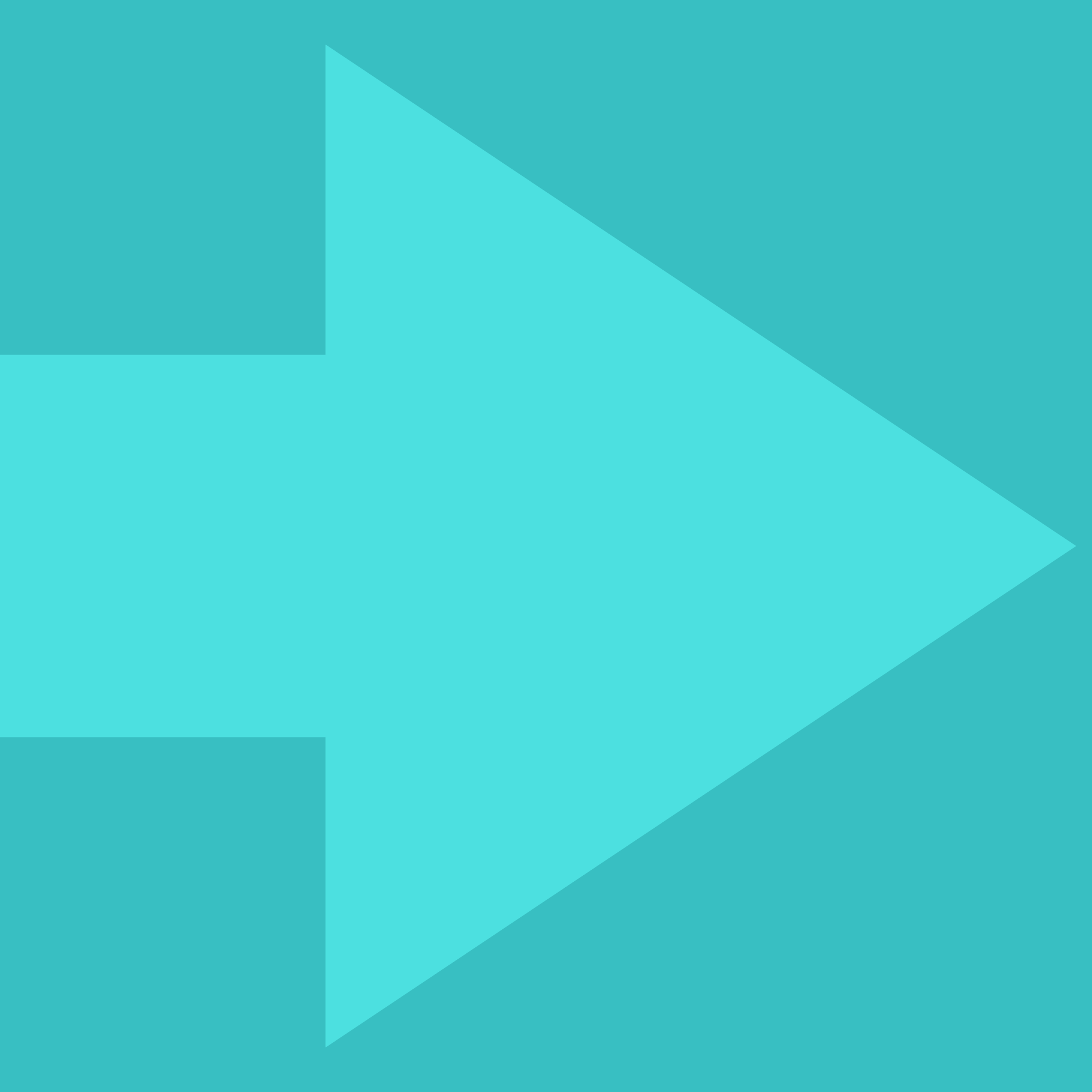 A large cyan-colored arrow pointing to the right on a blue background.