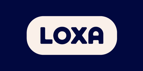 LOXA logo on a dark background