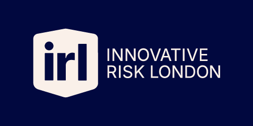 Logo for Innovative Risk London with the initials 'irl' inside a white hexagon on a dark blue background.