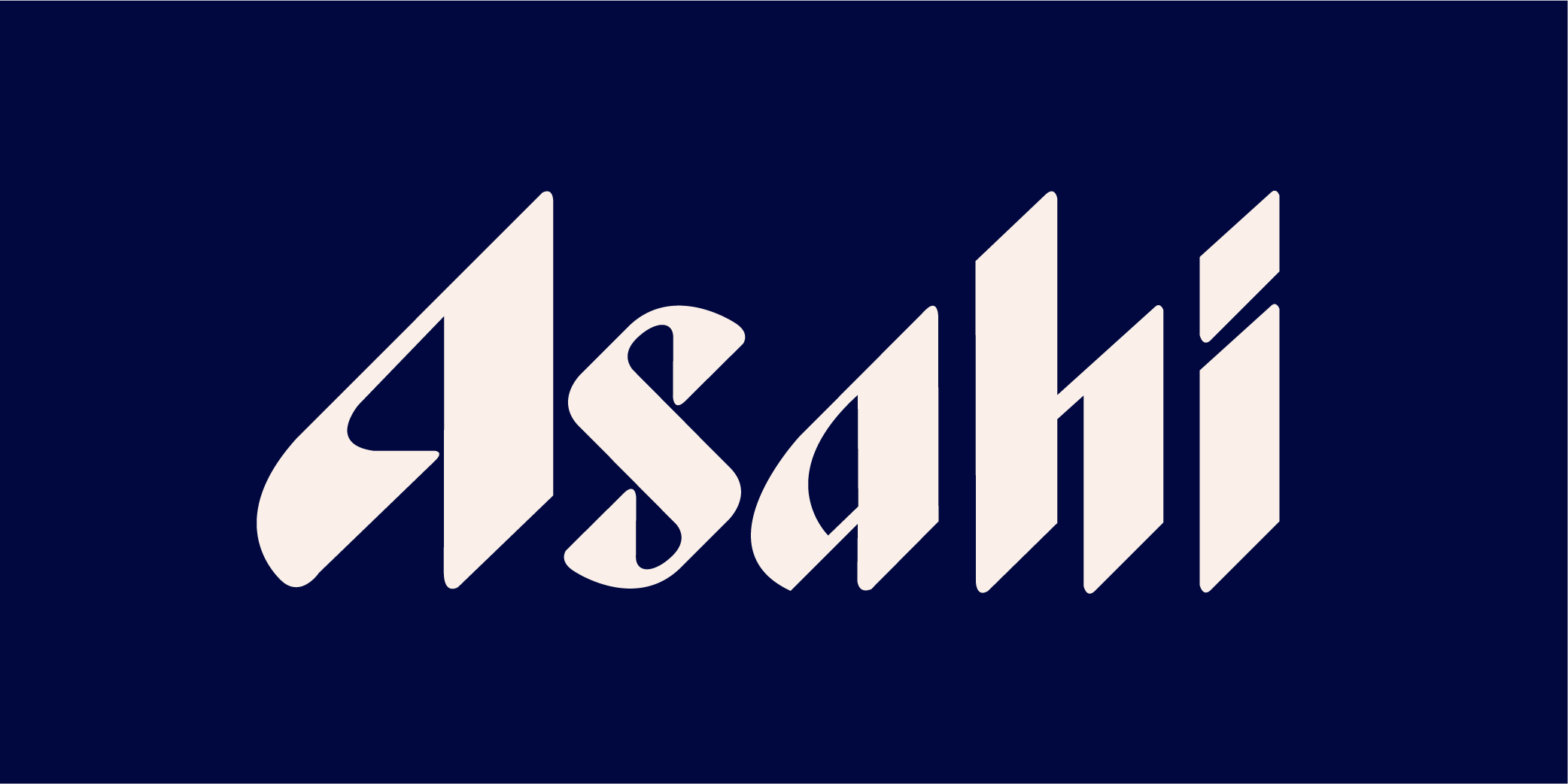 Stylised white text that reads 'Asahi' on a dark blue background.