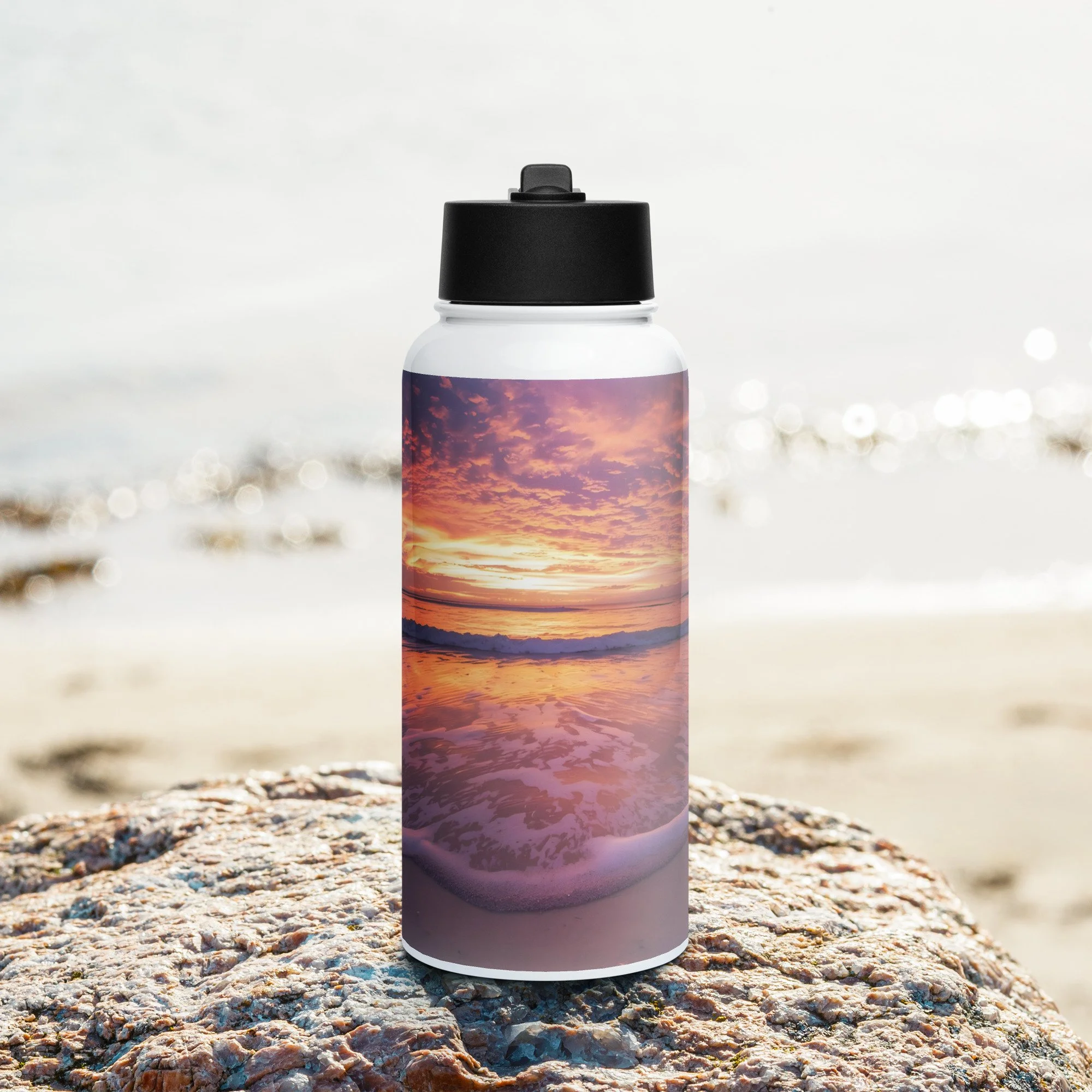 PeepWOW Stainless Steel Water Bottle with Straw Lid | 32 oz Insulated Bottle