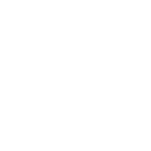 White abstract spiral design with two small circles on a black background.