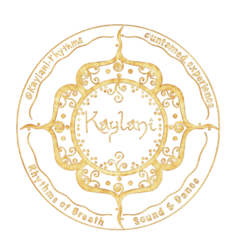 A black and gold circular logo with intricate swirling designs. The name "KayLani" is in the center, surrounded by the phrases "@KayLaniCreates" and "@united.experience" along the outer circle. Below, it mentions "KayLani’s of Breath" and "Sound & Dance".
