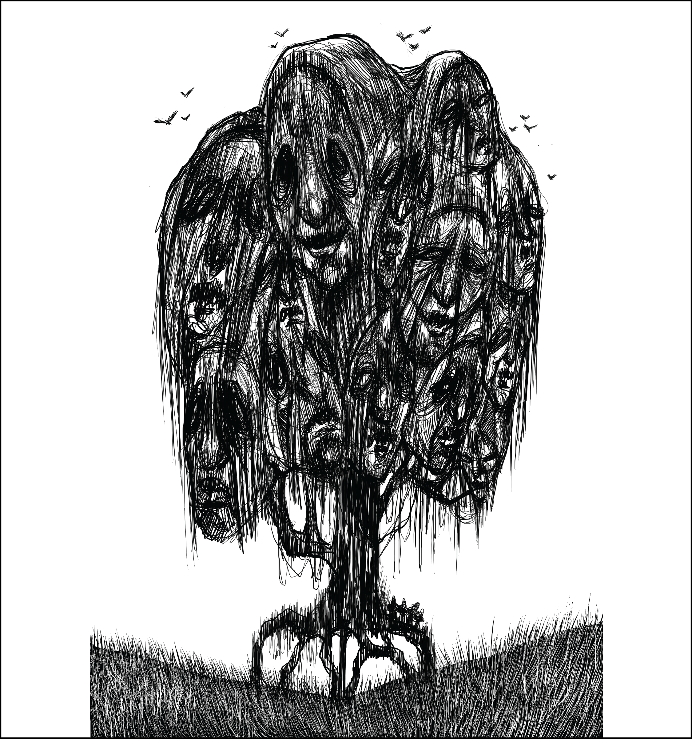   The Tree of Sorrow  Created 5. June 2025 Size: 210×297mm Pixel size: 2480×3508px DPI: 300   Available as print  