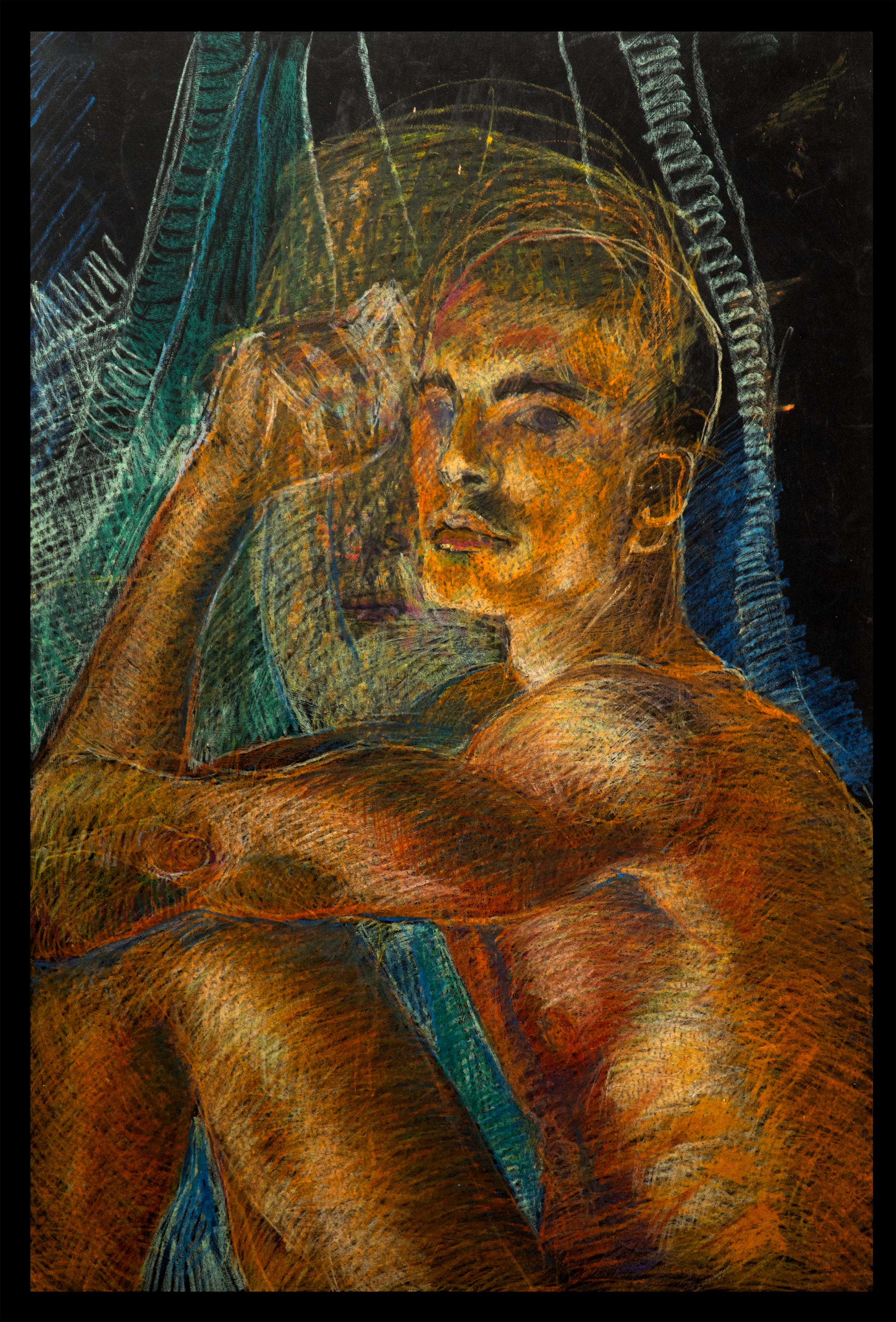   Self-Portrait_02  (Sitting Nude)   2009 Oil Pastel on Hard Cardboard Paper 840×900mm 