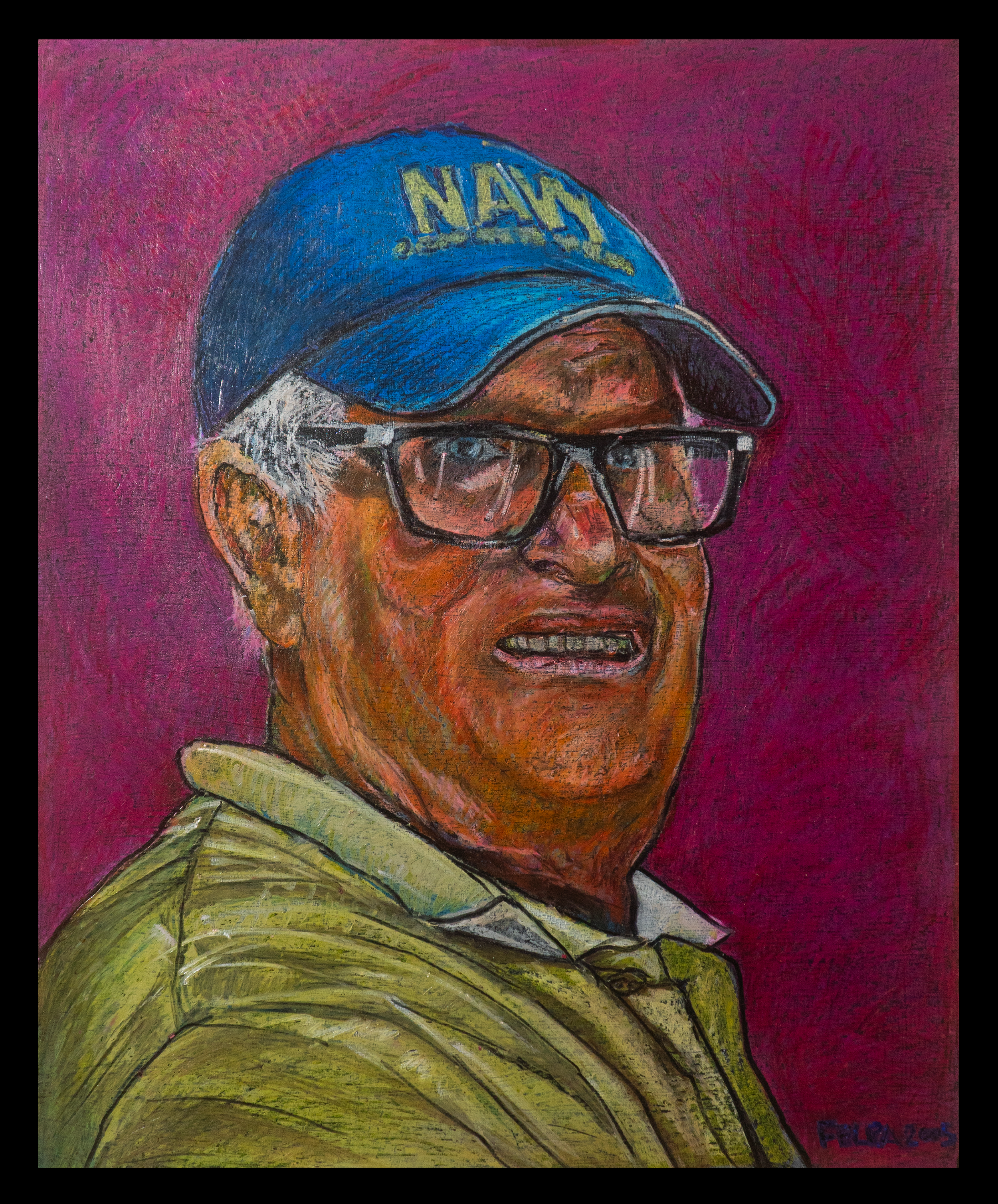   Blue_Cap  2025 Oil Pastel on Hard Cardboard Paper 840×900mm 