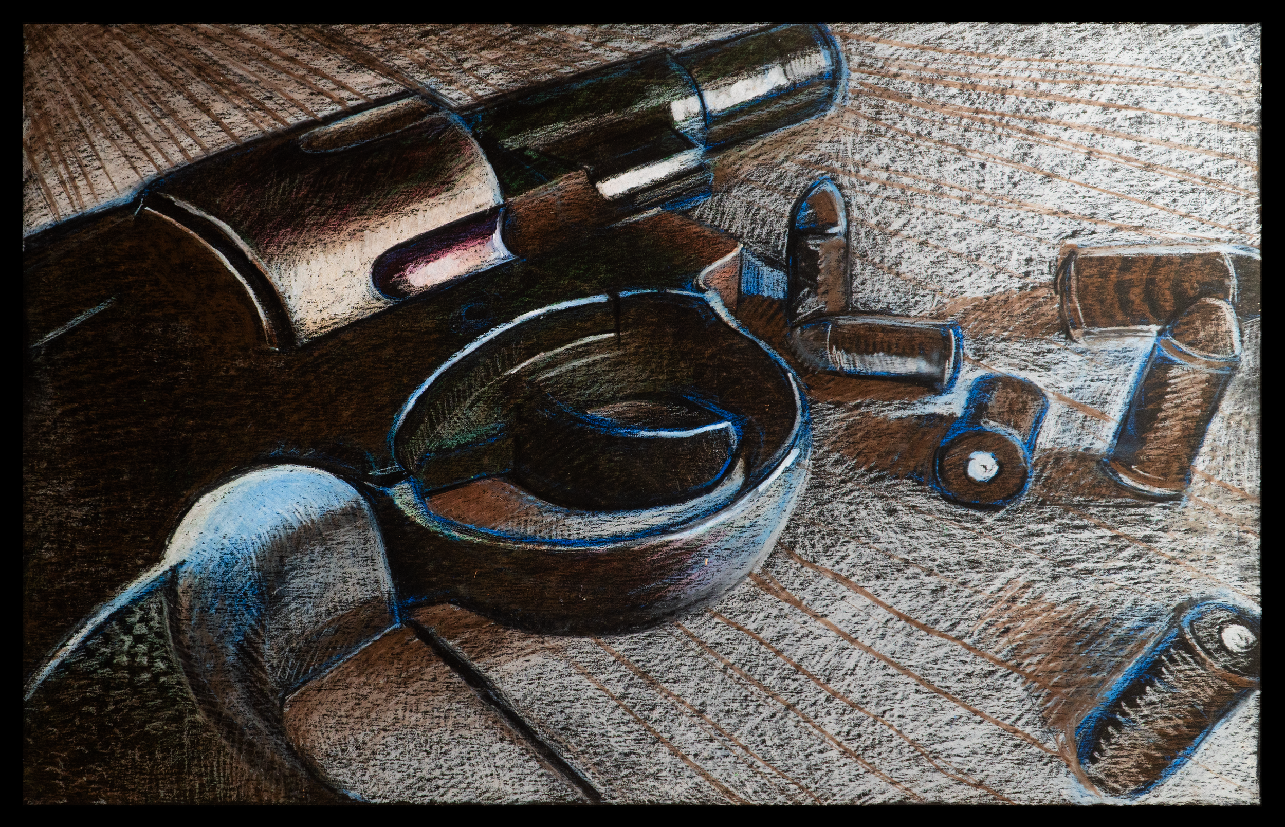   Gun_Rounds  2009 Oil Pastel on Hard Cardboard Hard Paper 840×900mm 