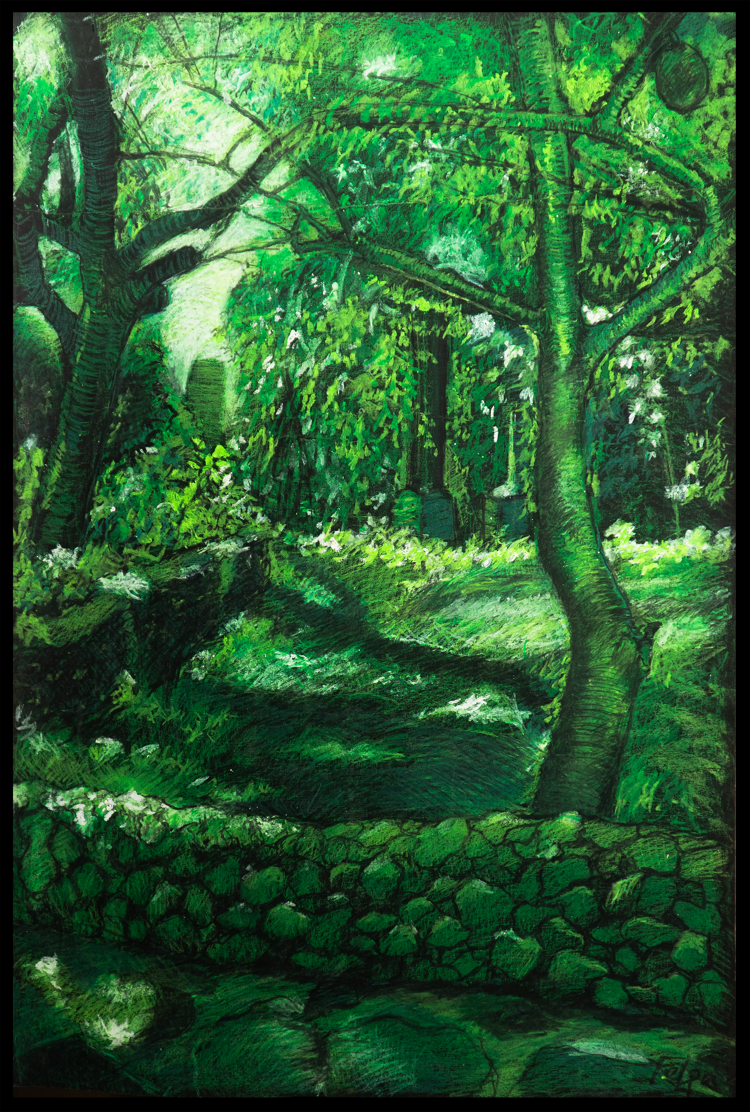   Green Gardens  (Altos de Chavon, D.R.)   2009 Oil Pastel on Hard Cardboard Paper 840×900mm 