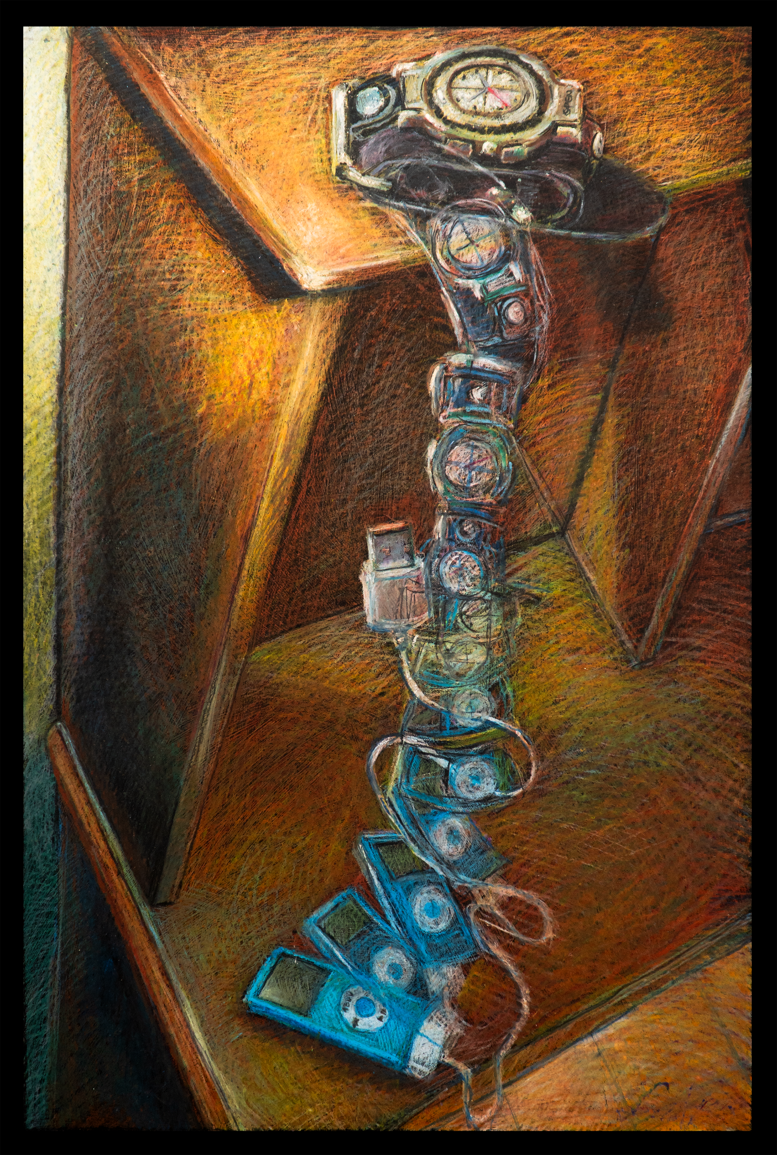   Transition Time and Music  2009 Oil Pastel on Hard Cardboard Hard Paper 840×900mm 