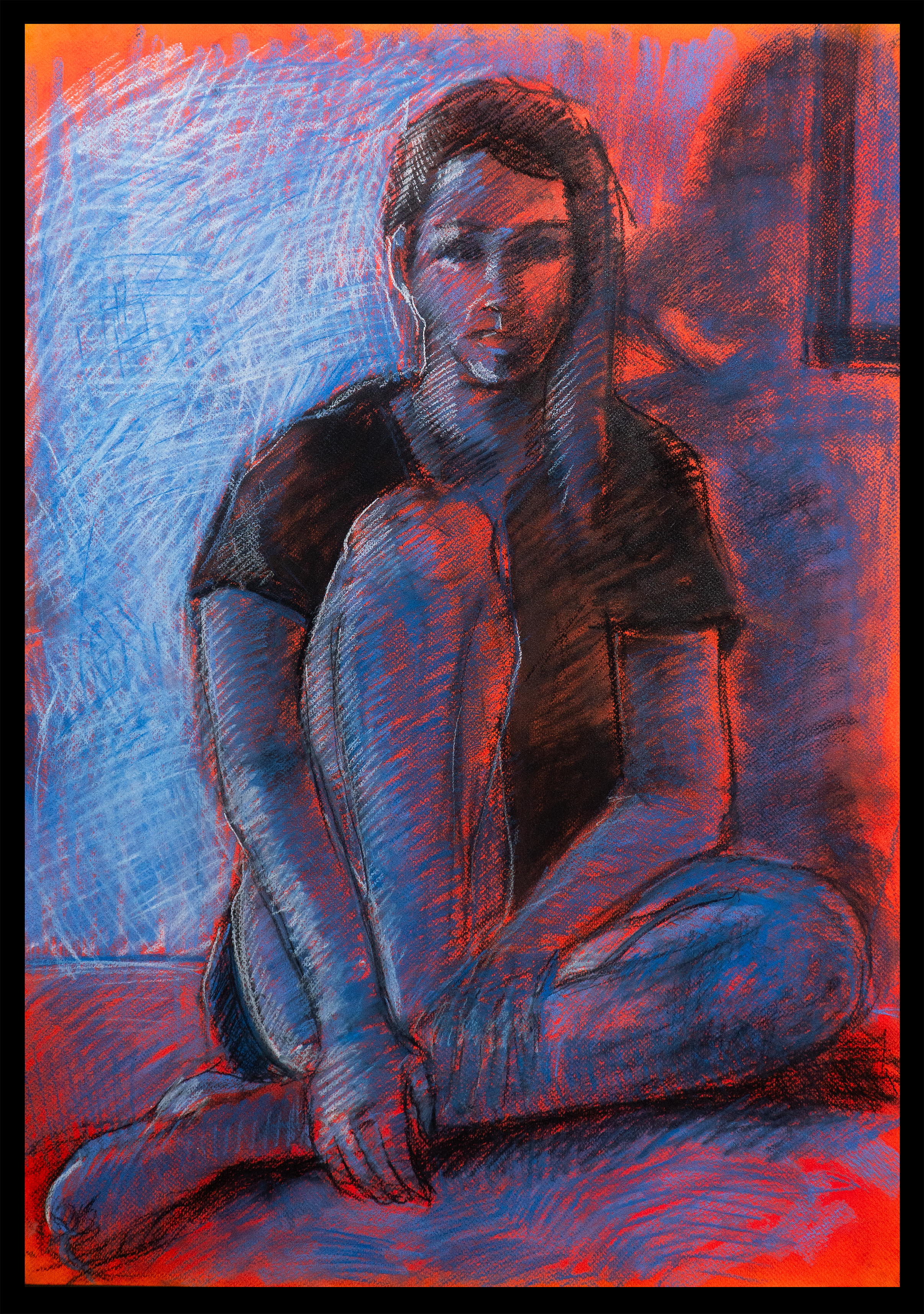   Blue_Girl  (Sitting)   2009 Dry Pastel on Canson Paper 840×900mm 