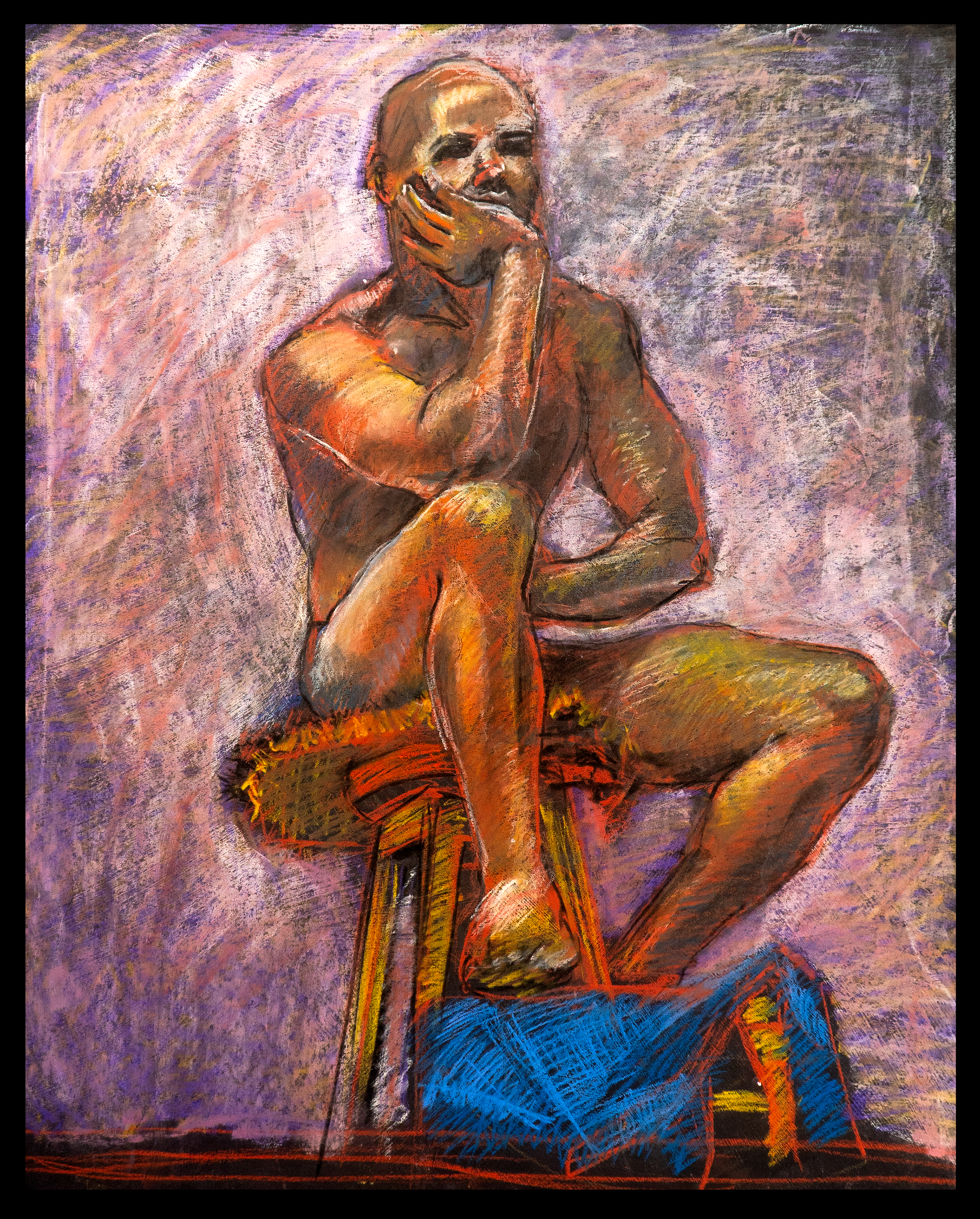   Marcelous  (Nude-Sitting on stool)   2009 Oil Pastel on Hard Cardboard Paper 840×900mm 