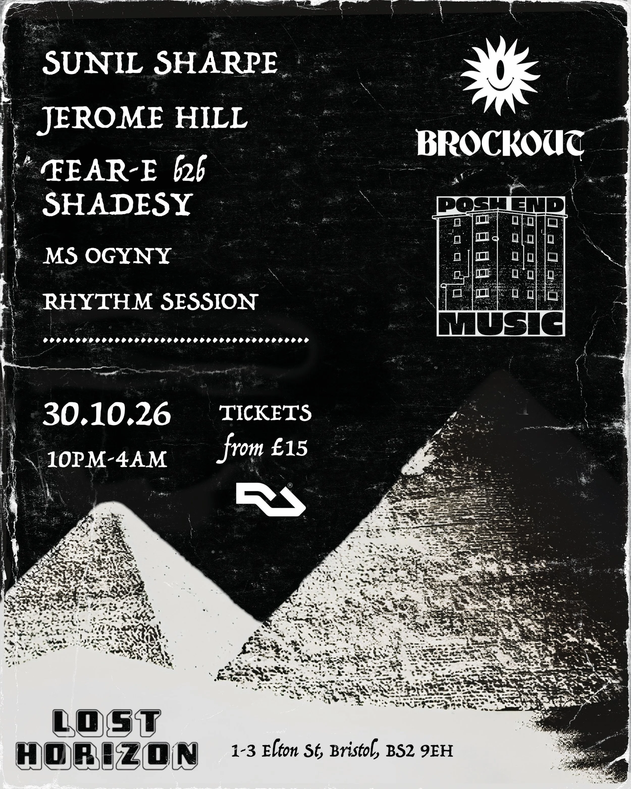 🌞 BROCKOUT x POSH END 🏢 Bristol | 30.10.26

@brockoutmusic @poshendmusic @losthorizonhq 

Devon and Clydeside collide on a Samhain techno transmission through Bristol&rsquo;s M32 shadowlands, in search of the Lost Horizon&hellip;

Two of techno&rsq