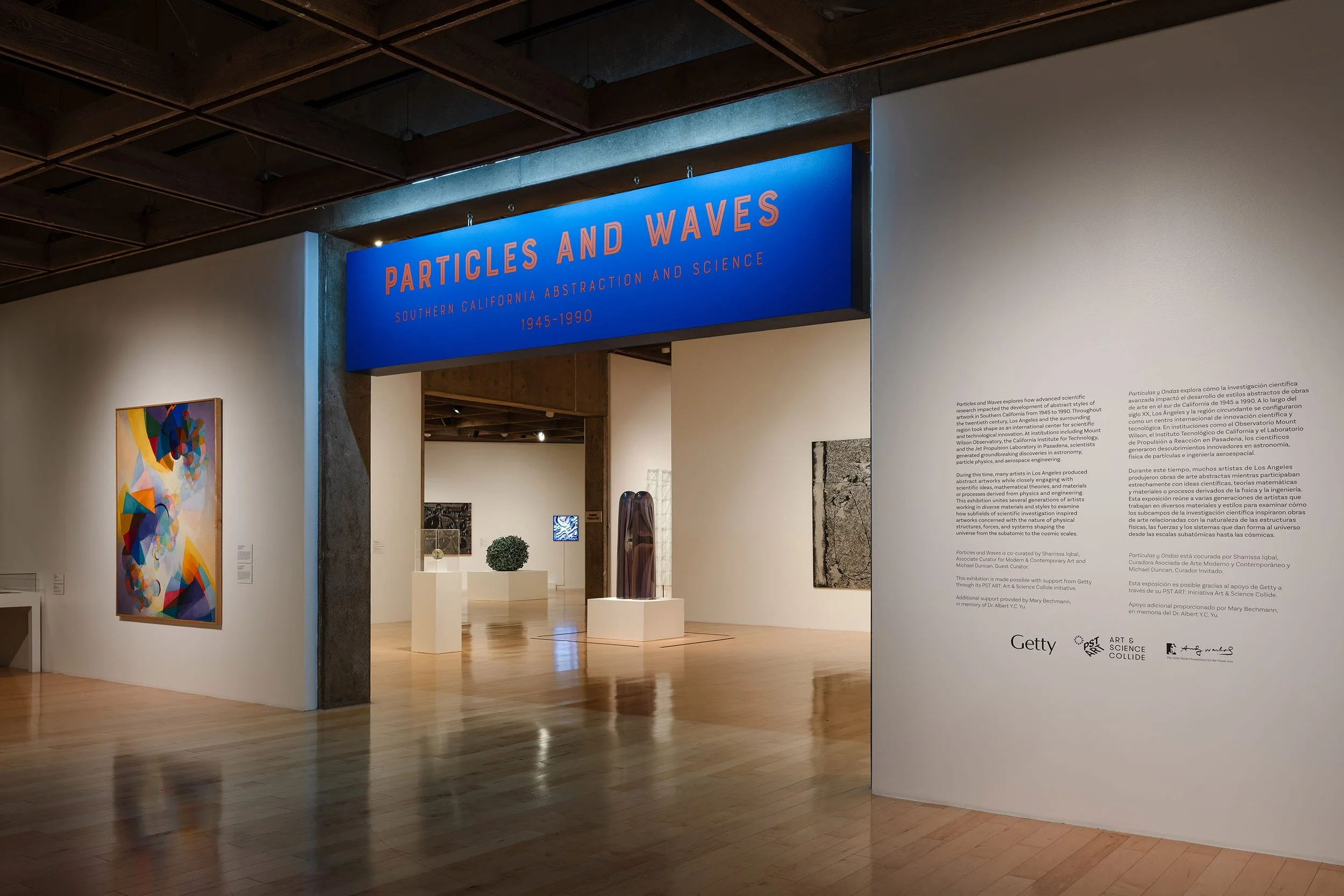  Installation view of  Particles and Waves: Southern California Abstraction and Science, 1945–1990  at the Palm Springs Art Museum, 2024. Courtesy of the Palm Springs Art Museum. Photo by Lance Gerber 