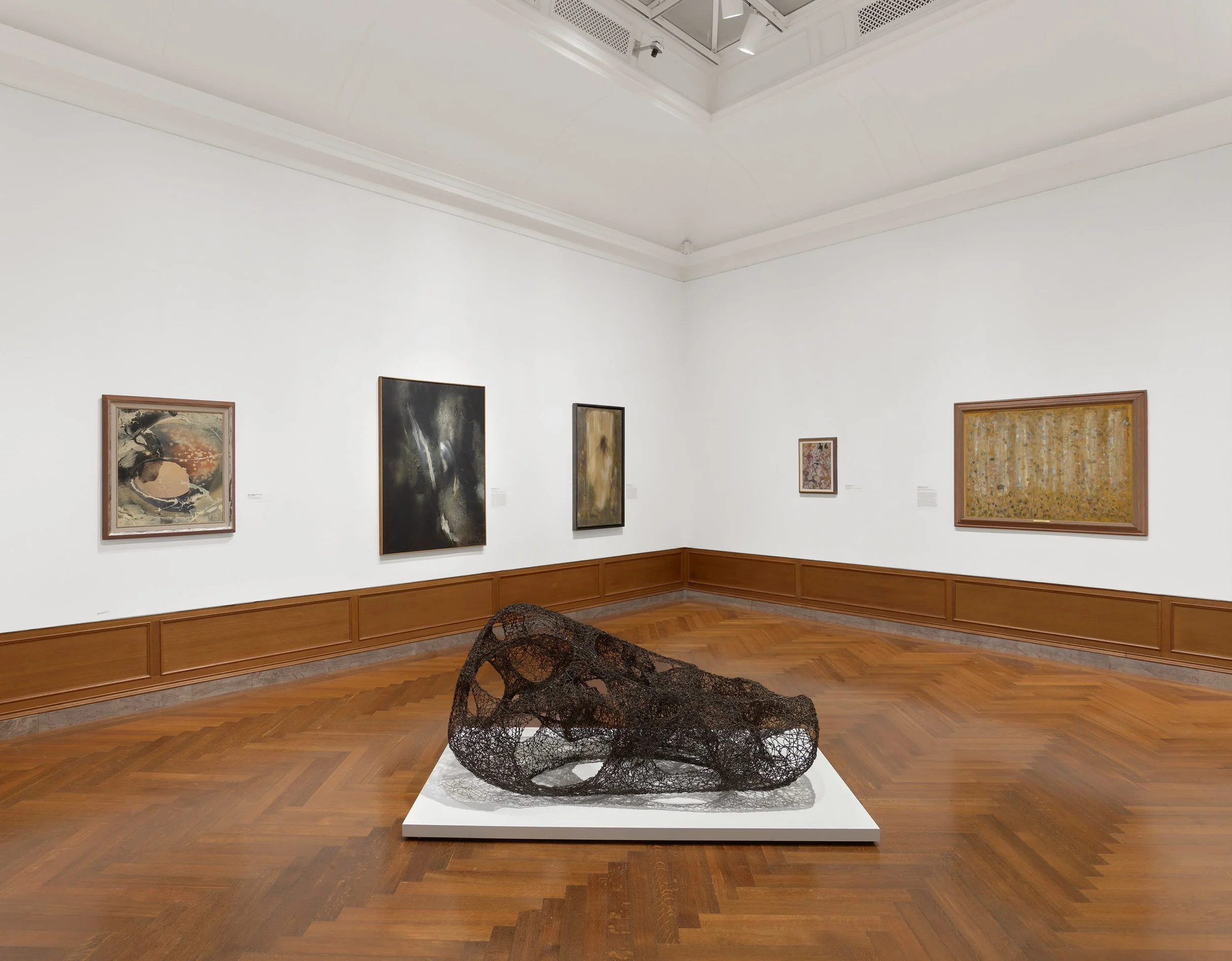  Installation view of  Americans in Paris: Artists Working in Postwar France, 1946–1962  at the Addison Gallery of American Art, Phillips Academy, 2024. Courtesy of the Addison Gallery of American Art. Photo by Julia Featheringill 