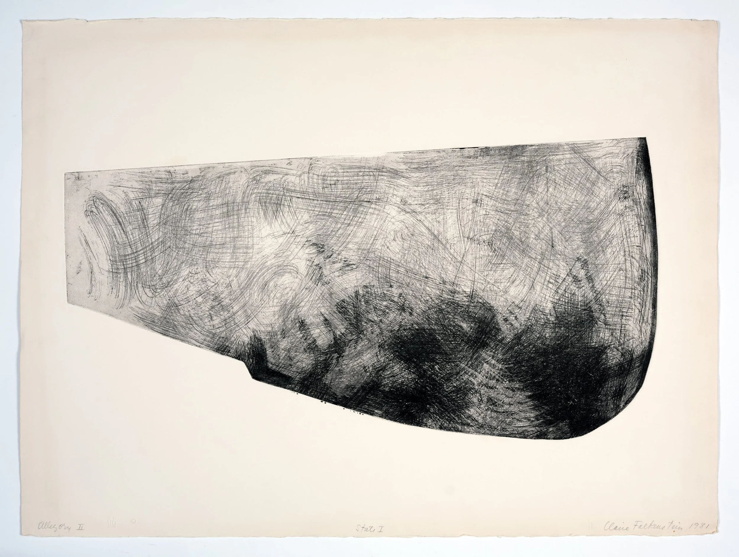 Allegory #2, State #1 , 1981 . Intaglio print, 22 × 30 in. (55.9 × 76.2 cm). Produced by Paula Kirkeby, 3EP Ltd. Press, Palo Alto, California. Photo by Elon Schoenholz Photography 