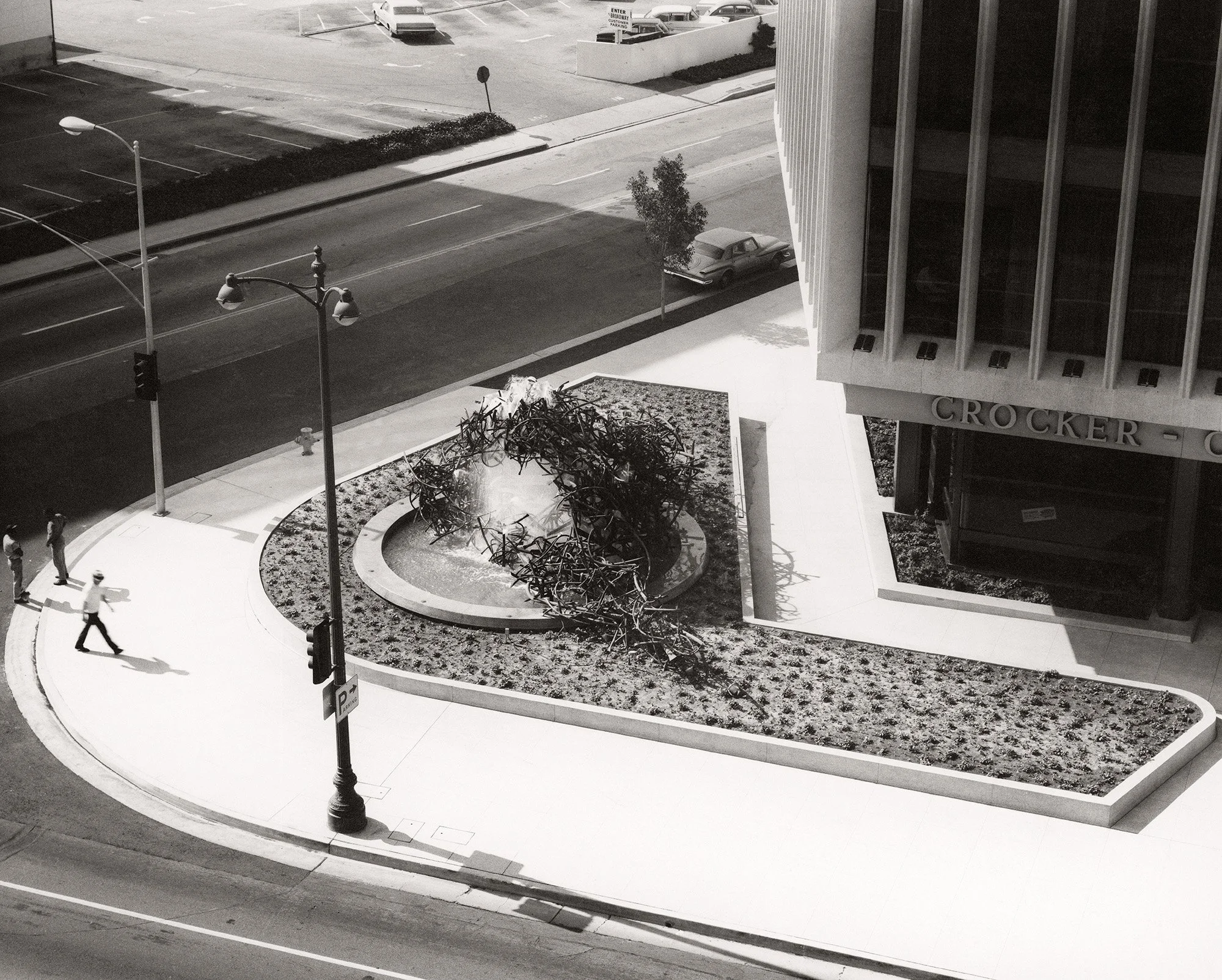 Claire Falkenstein's  Structure and Flow #2  as seen from above, California Federal Savings & Loan Association Building, Los Angeles, California, 1965