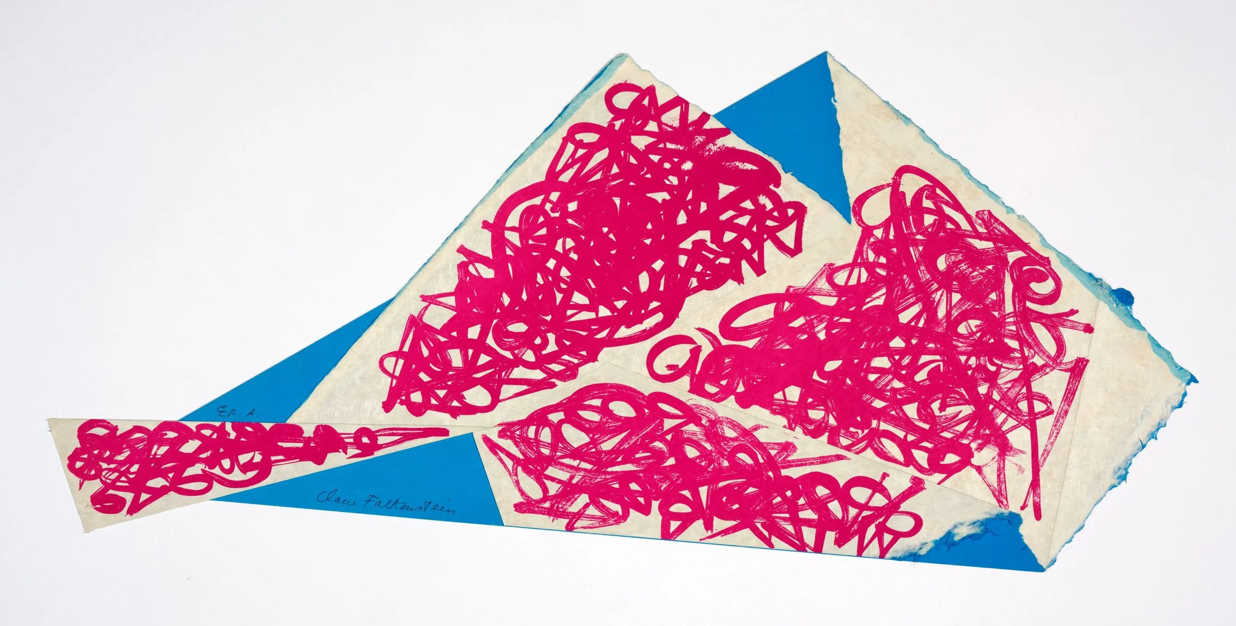  Conic Structure , 1970 . From the series Fiori. Double-sided lithograph in colors on Japan paper, folded, 27 × 15 1/2 in. (68.6 × 39.4 cm). 
Produced by Giorgio Upiglio, Edizioni D'Arte Grafica Uno, Milan. Photo by Elon Schoenholz Photography 