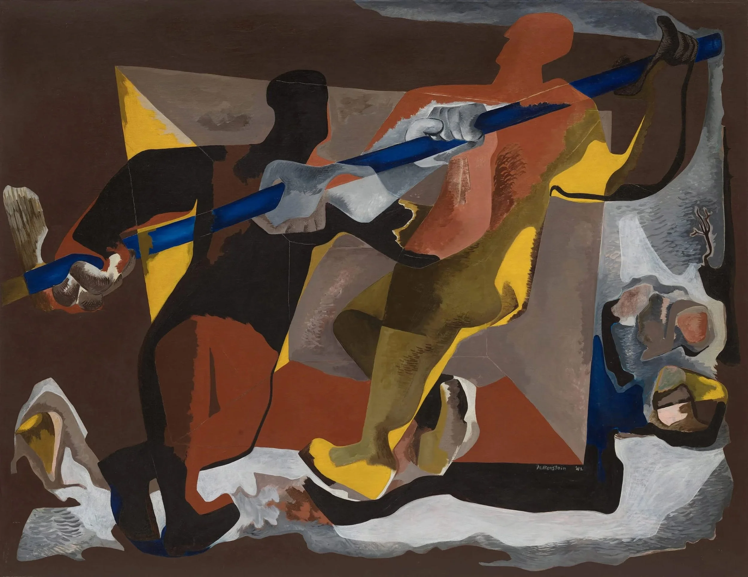  Tapping Out Steel , 1942 . Oil on canvas, 35 1/4 × 46 in. (89.535 × 116.84 cm). Los Angeles County Museum of Art, gift of the Claire Falkenstein Foundation, M.2001.36 