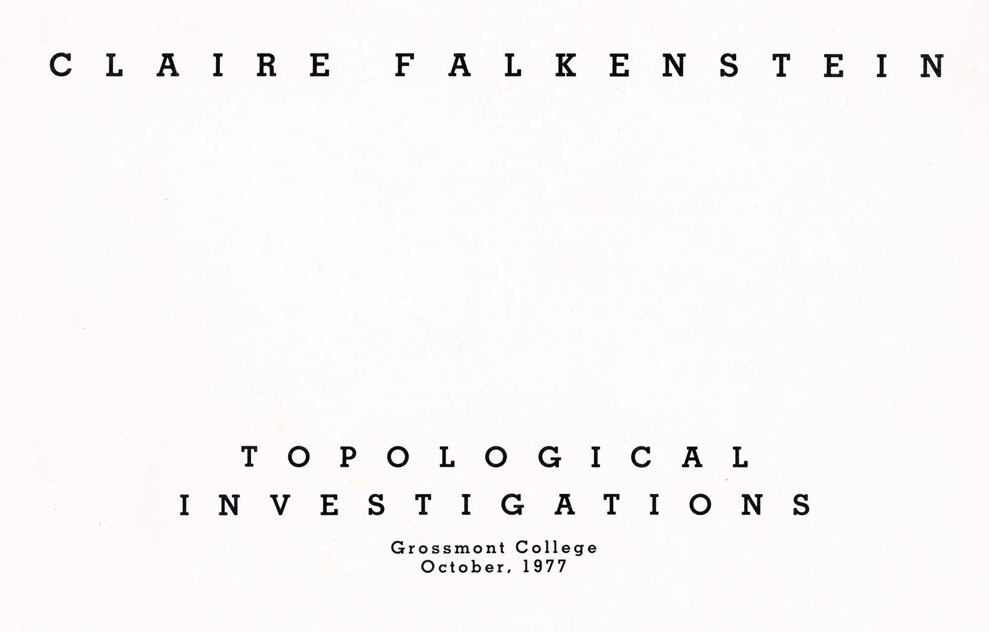 Cover of the book Claire Falkenstein: Topological Investigations