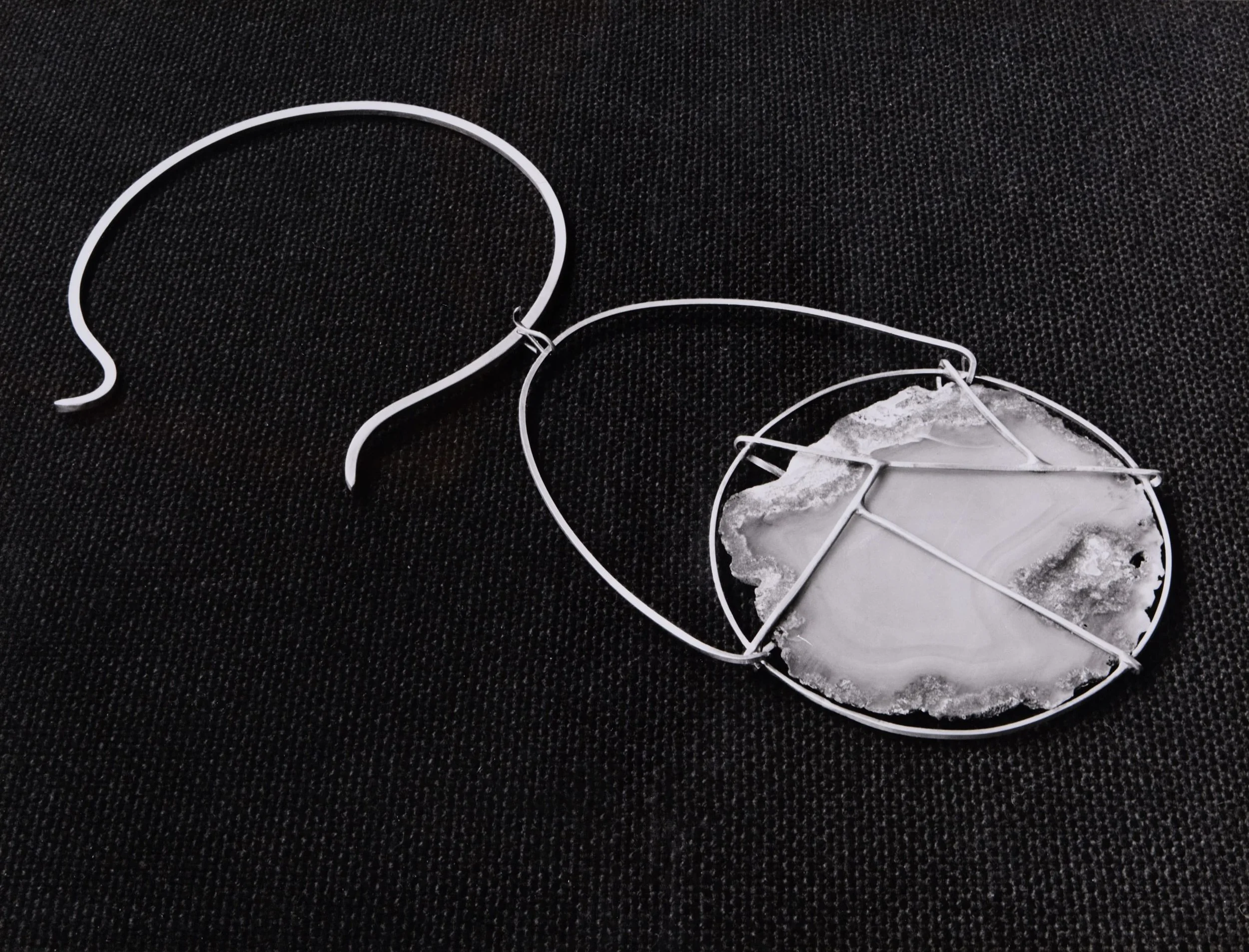 Photograph of a necklace with silver and agate, c. 1970 . Gelatin silver print. Photo by Elon Schoenholz Photography 