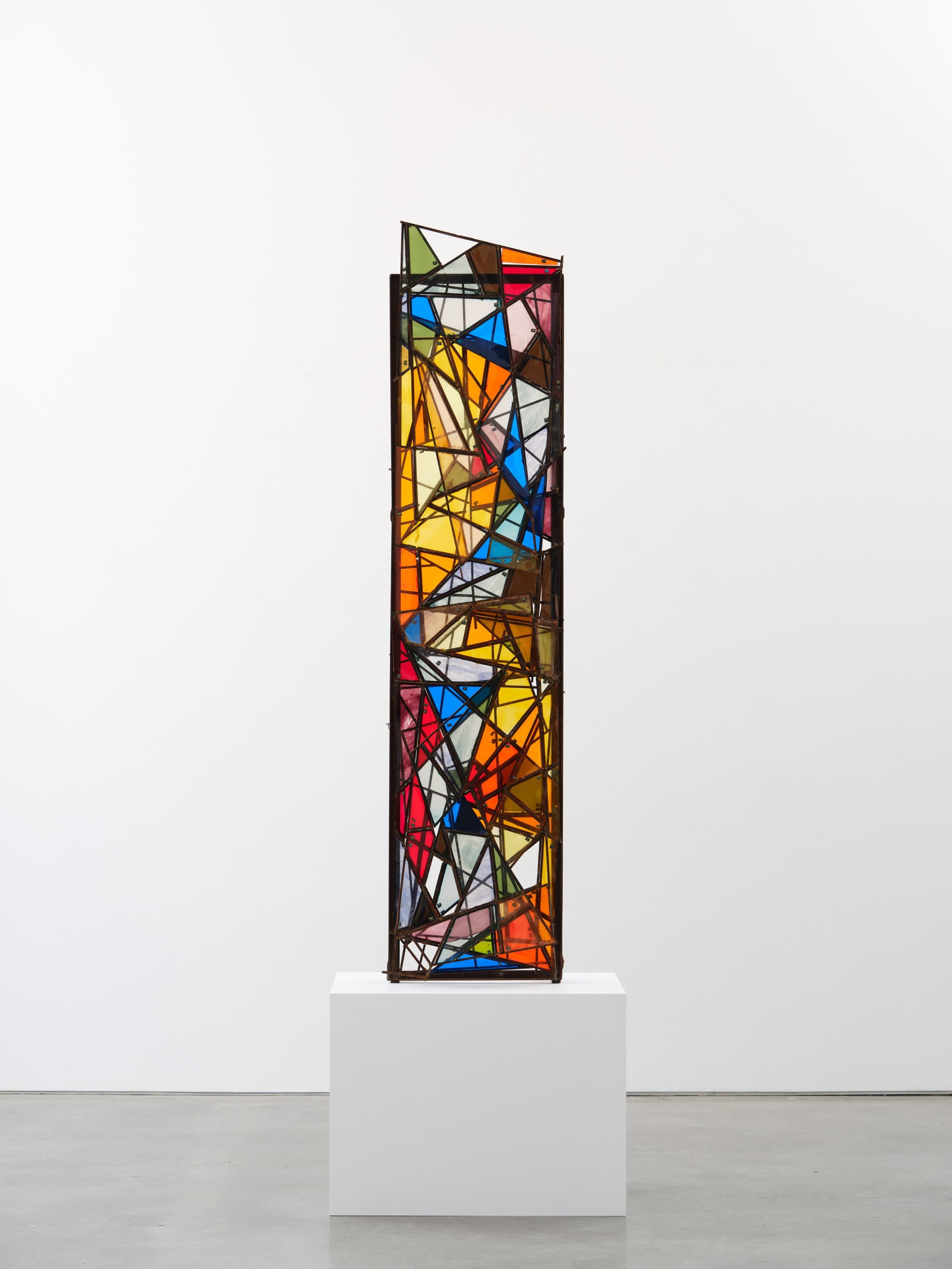  Window model for St. Basil Catholic Church , Los Angeles, 1966 . Metal, colored plastic, tape, and labels, 85 3/4 × 19 3/4 × 9 in. (217.8 × 50.2 × 22.9 cm). Photo by Elon Schoenholz Photography 