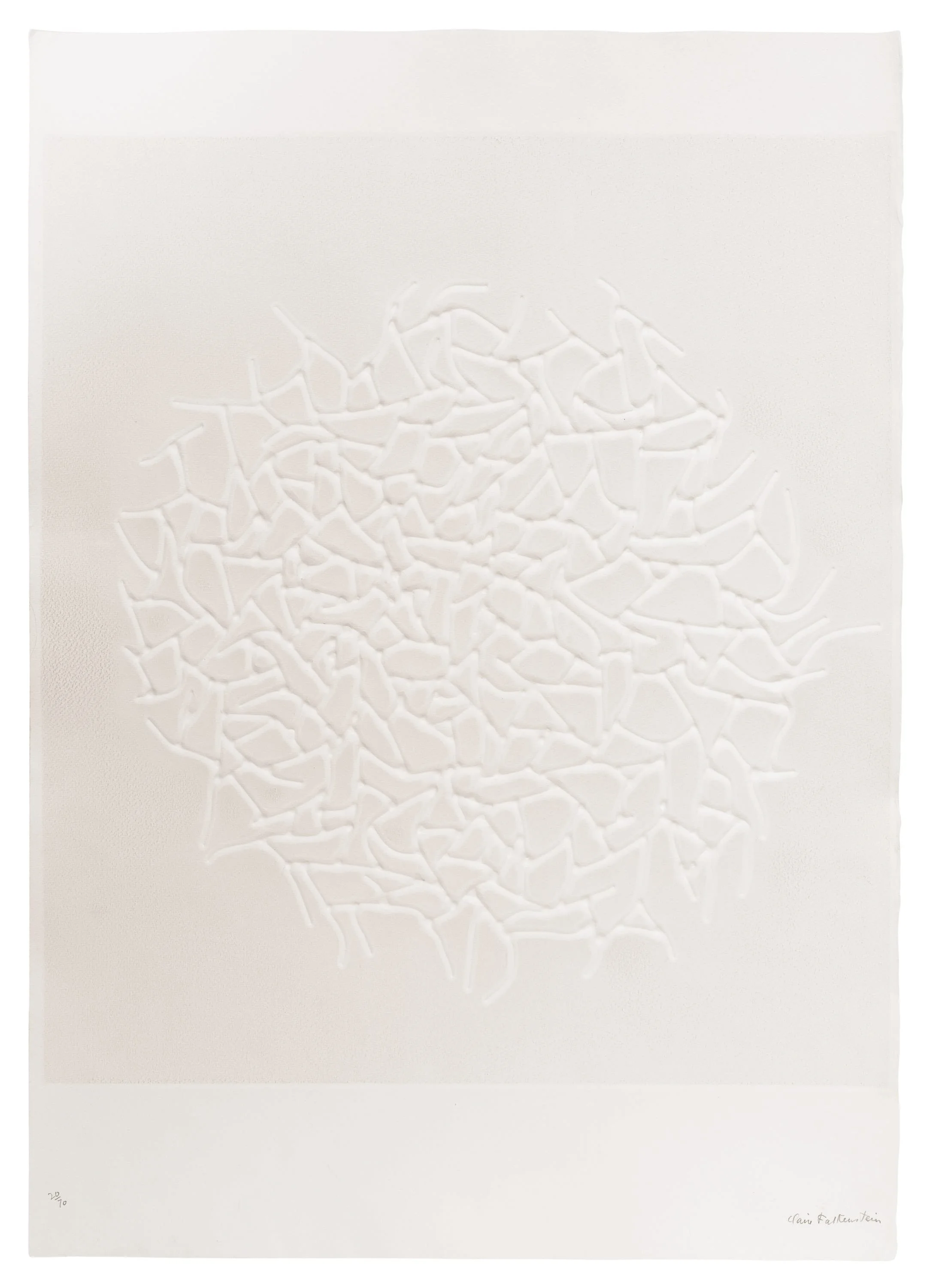  Untitled (From the portfolio Struttura Grafica) , 1963 . Relief print on Fabriano Rosaspina paper, edition of 70, 27 3/8 × 19 5/8 in. (69.5 × 49.8 cm). Produced by Giorgio Upiglio, Edizioni D'Arte Grafica Uno, Milan 