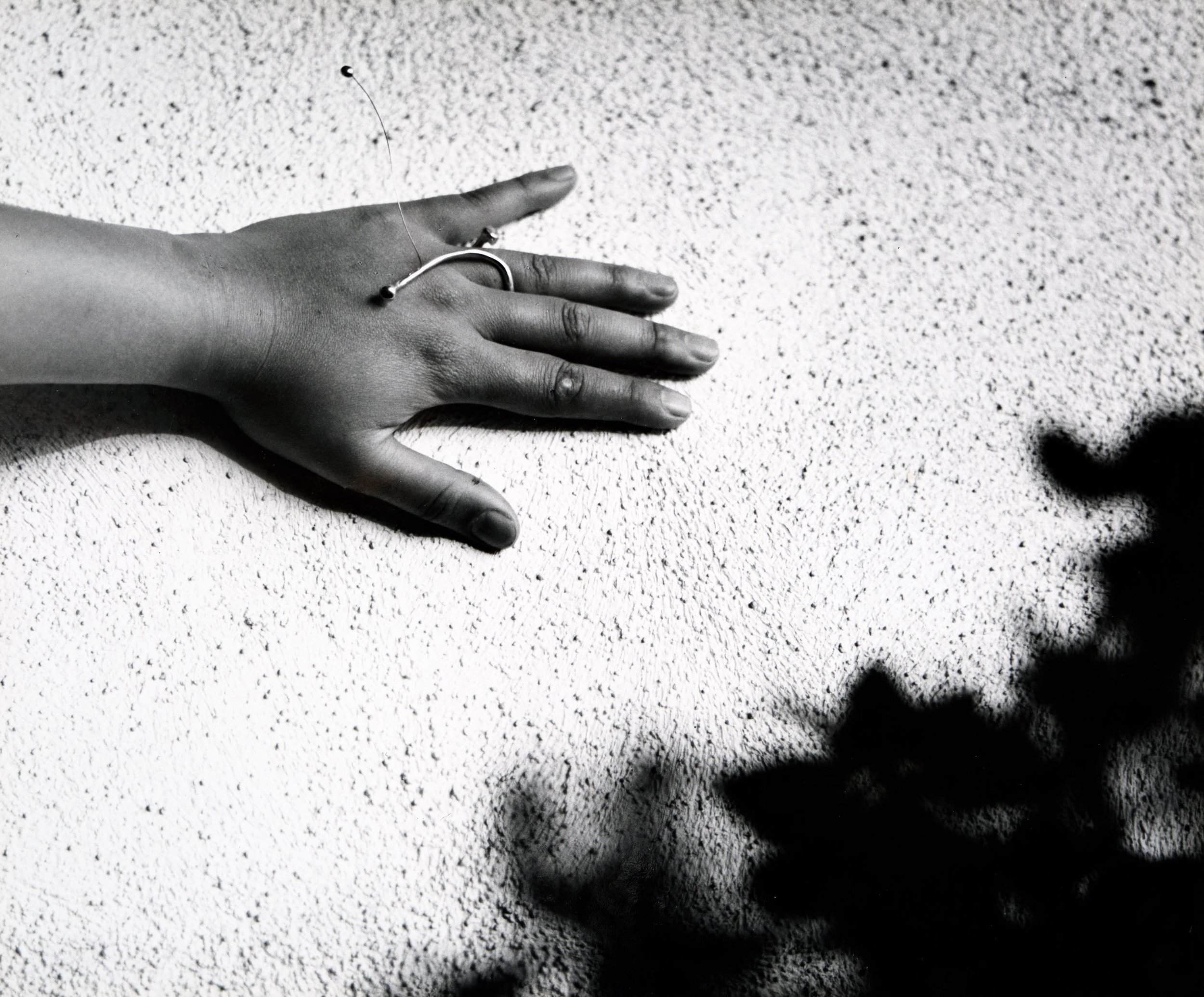 Photograph of a hand wearing  Space Probe Ring , c. 1970 . Gelatin silver print. Photo by Elon Schoenholz Photography 