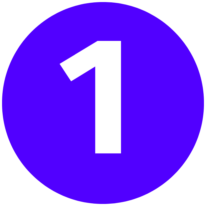 Blue circle with a white number one in the center