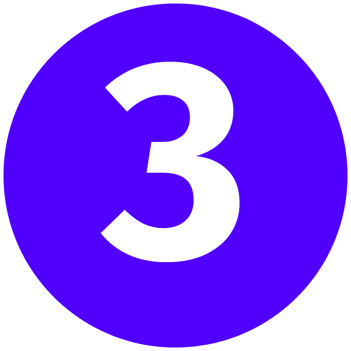 Blue circular sign with the number 3 in white.