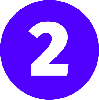 Blue circular sign with the number 2 in white