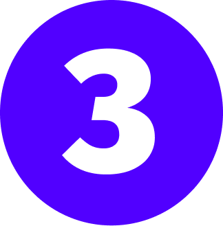 A purple circle with the number 3 in white in the center.