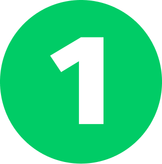 Green circle with a white number one in the center.