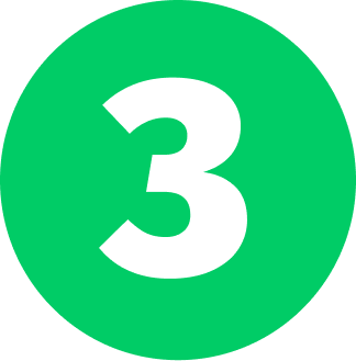 Green circle with a white number three in the center.