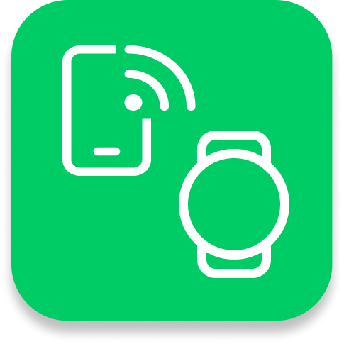 Icon indicating contactless payment with a watch and card