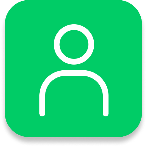 Green icon with a white outline of a person.