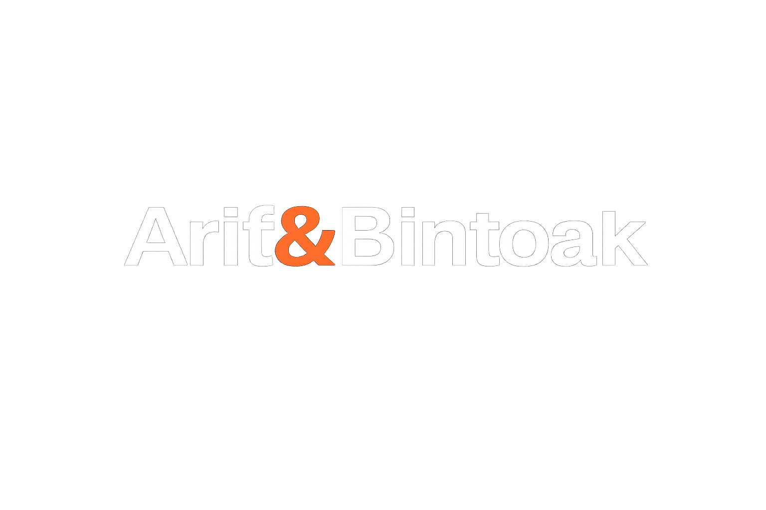 Text that reads 'Arif&Bintoak' with the ampersand in orange and the rest of the text in white on a gradient background.