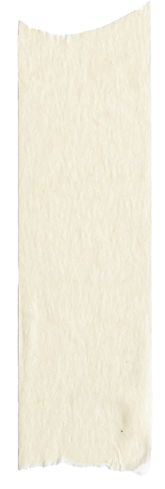 A tall, narrow strip of textured, cream-colored paper with a slightly uneven top edge.