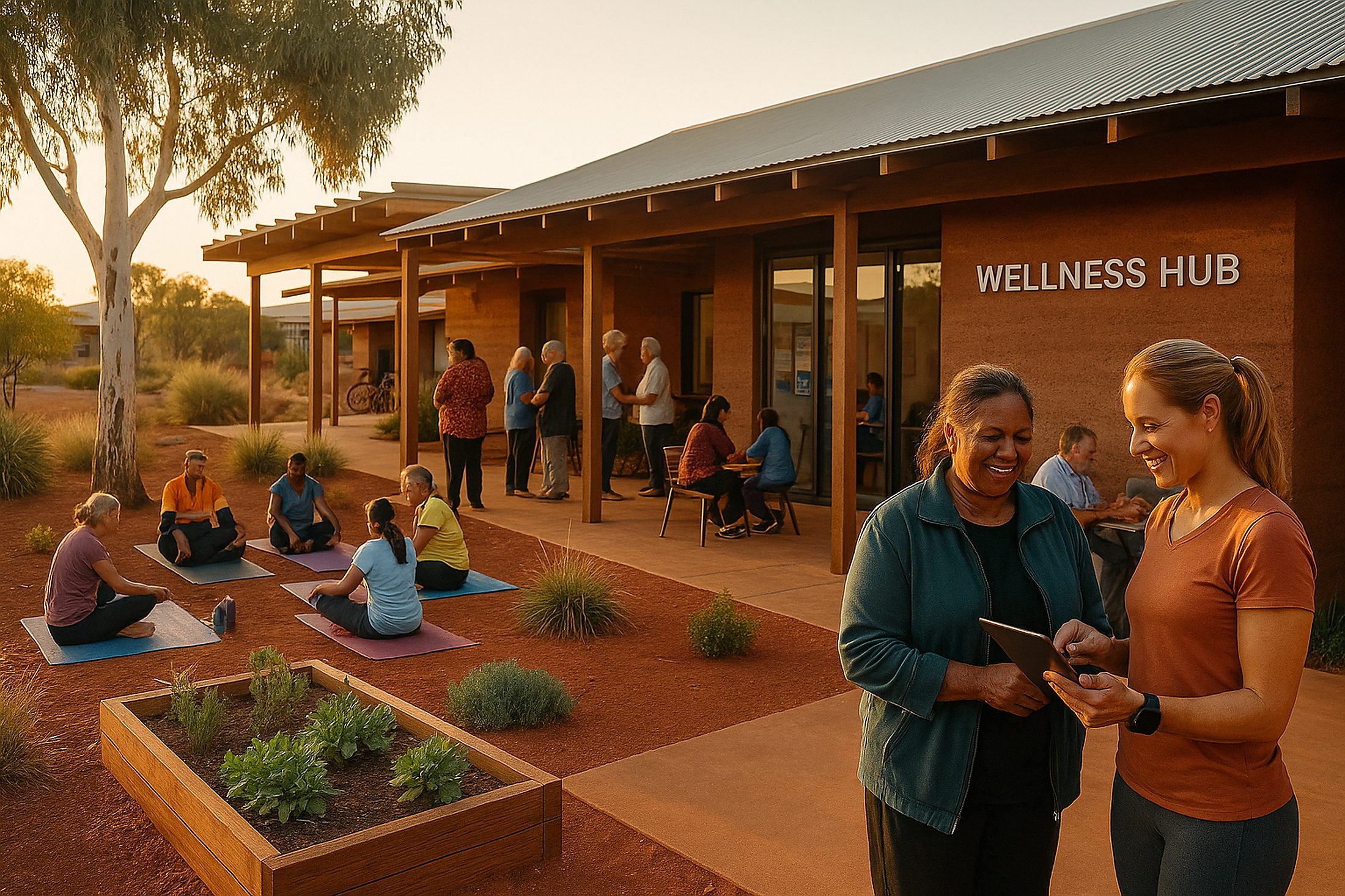 integrative health in Western Australia, with symbolism of wellness-first system, detailing preventive care, AI tools, and nutrition to shift from pharmaceutical focus to holistic public health