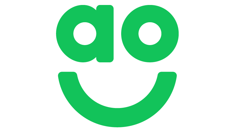This image is the logo for AO, an online retailer specializing in household appliances and electricals. 