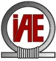 Logo of IAE, featuring red letters 'IAE' inside a gray circular border with a black outline.