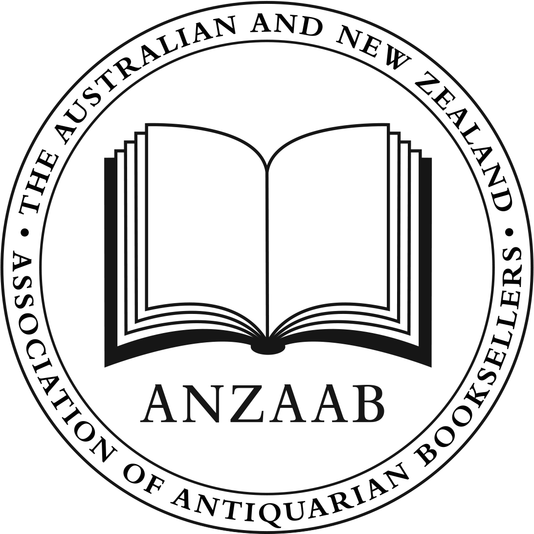 Seal of the Association of Australian and New Zealand Antique Book Sellers (ANZAAB), featuring an open book icon surrounded by circular text.