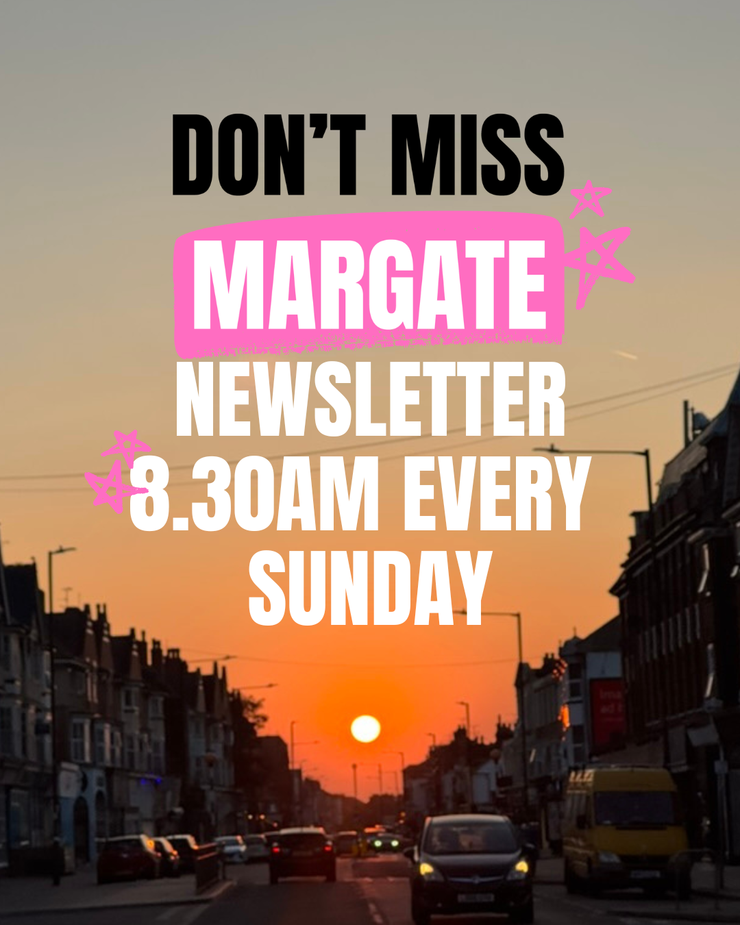 Close up of sunset over the road