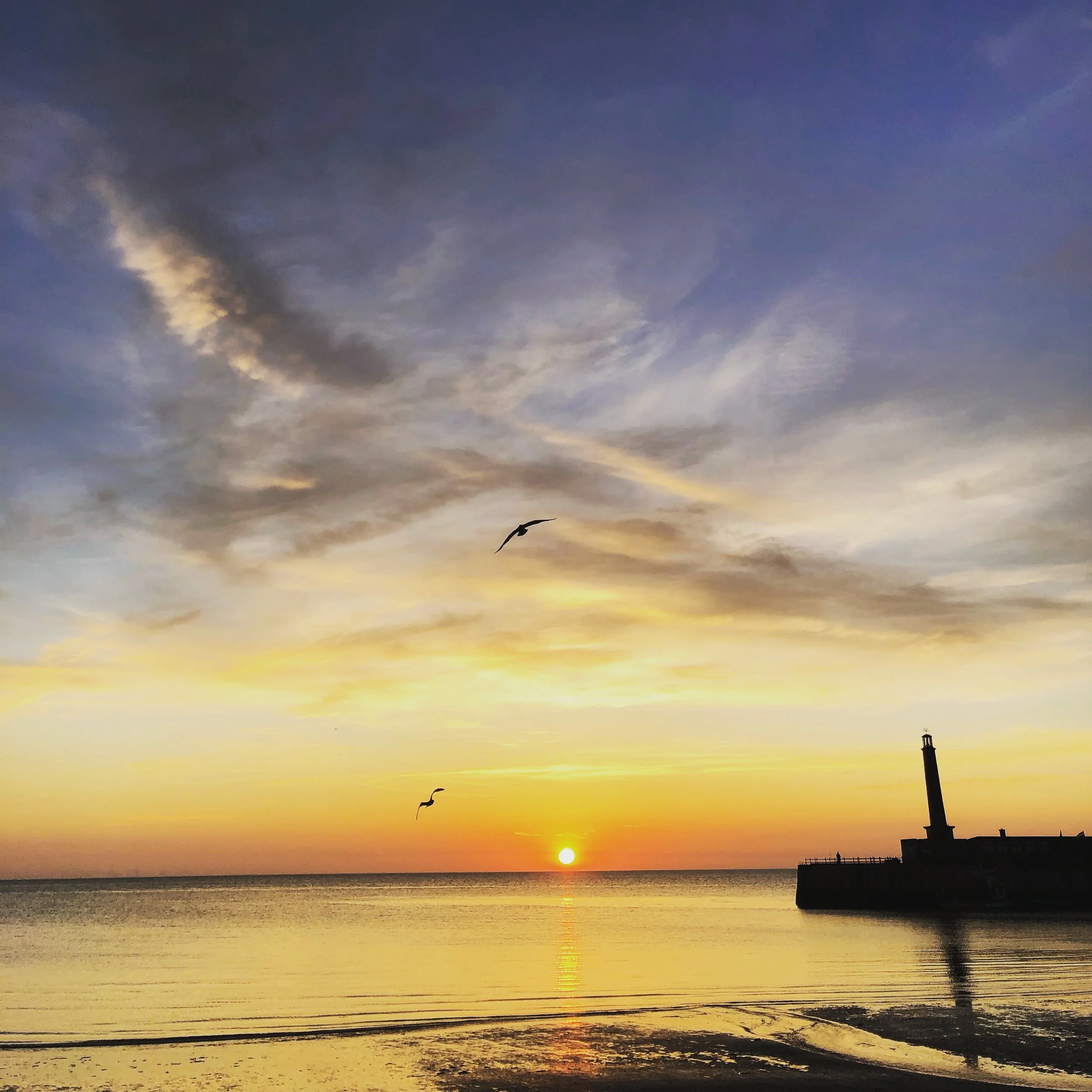 Sunset over Margate sea