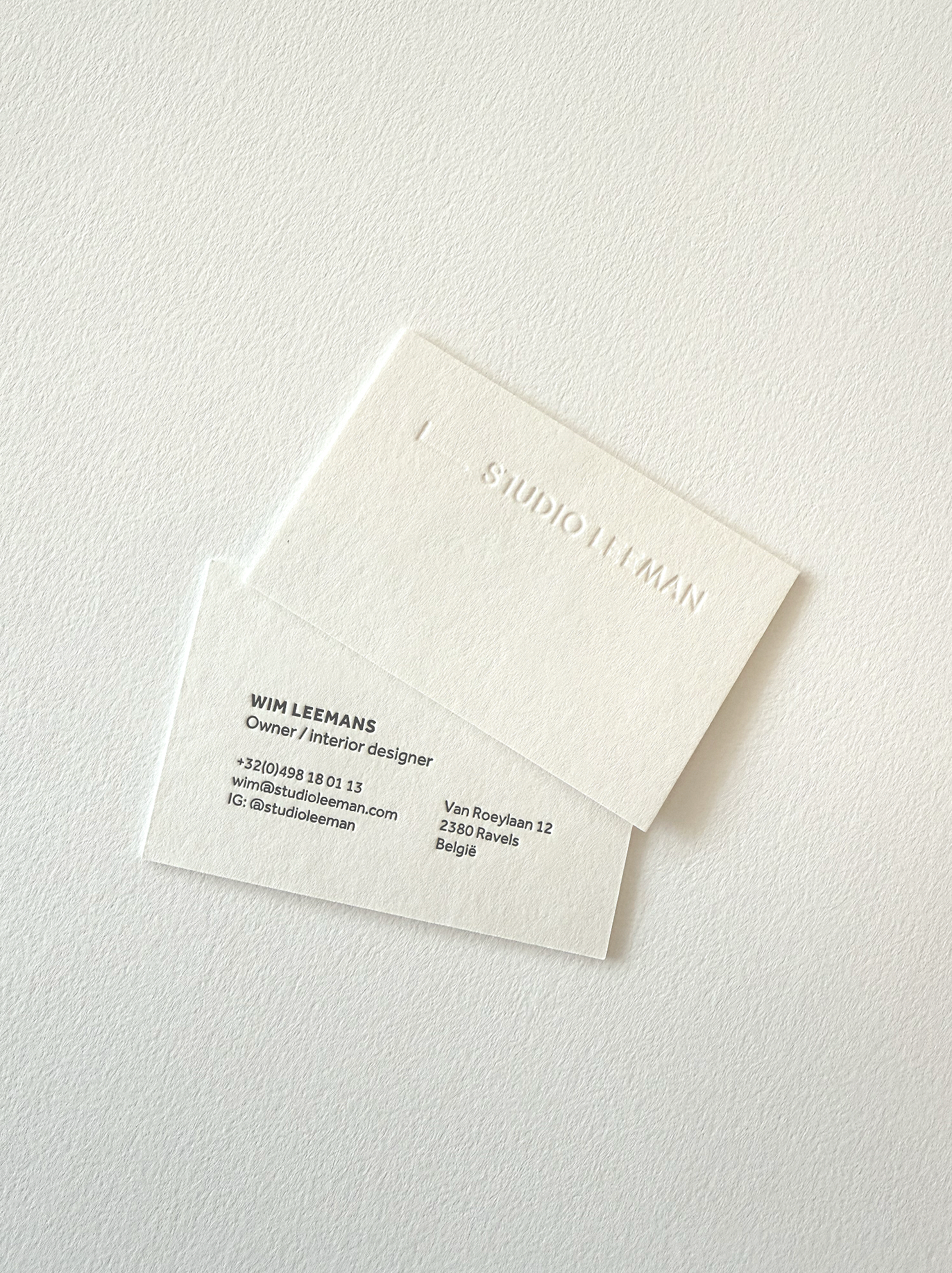 Blinde letterpress naamkaart